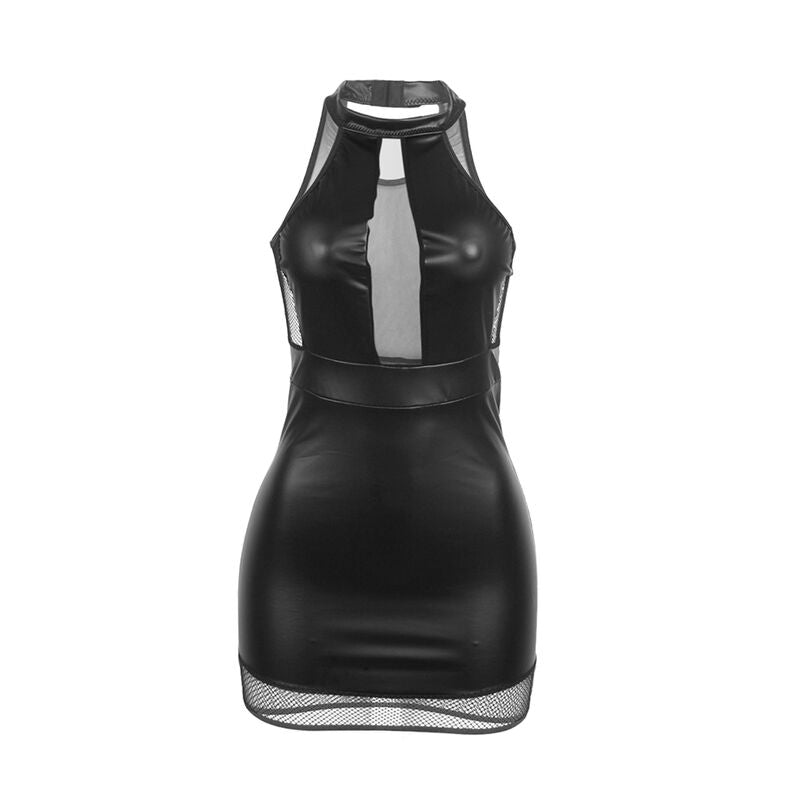 SUBBLIME - 955472 HALTER JURK MET TRANSPARANTIES ZWART S/M
