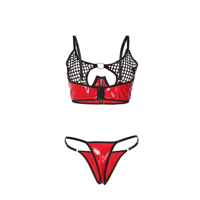 SUBBLIME - 955533 RODE LAKLEREN MESH BH-SET MET RITS S/M