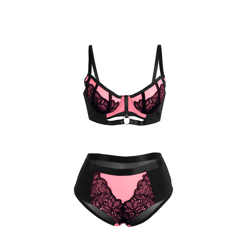 SUBBLIME - 955571 ROZE LAKLEREN MESH BH-SET MET RITS S/M