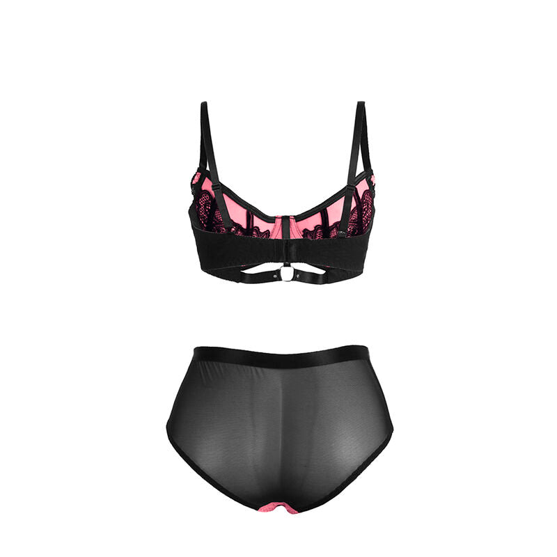 SUBBLIME - 955571 ROZE LAKLEREN MESH BH-SET MET RITS S/M
