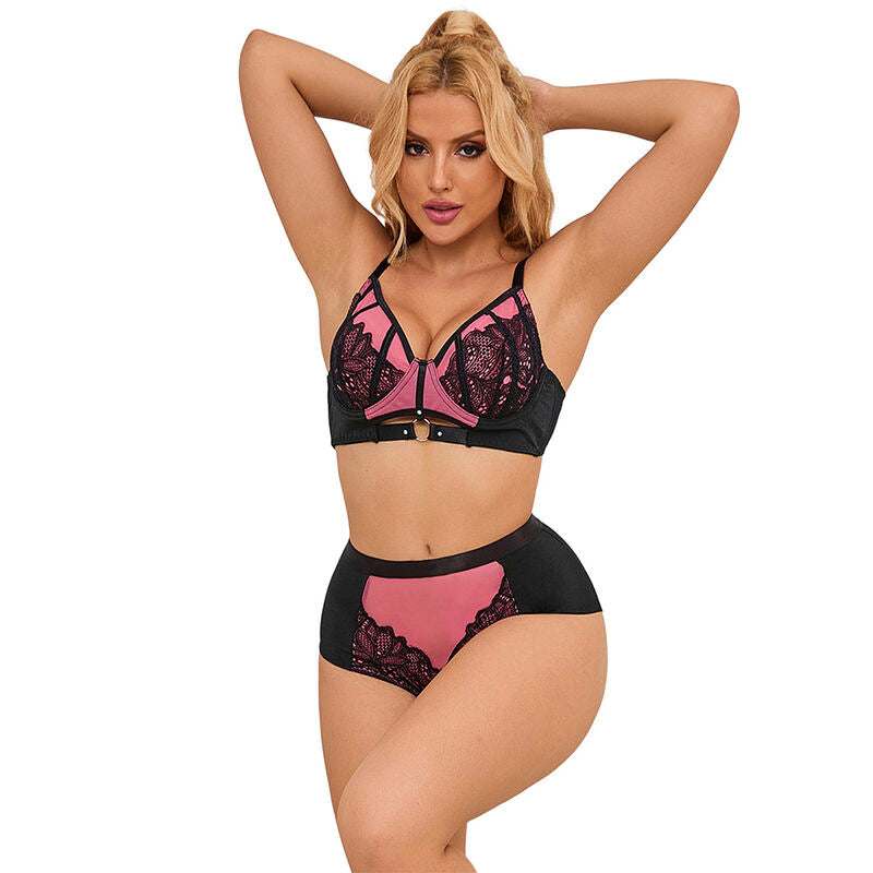 SUBBLIME - 955571 ROZE LAKLEREN MESH BH-SET MET RITS S/M