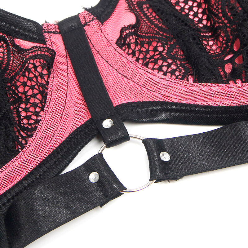SUBBLIME - 955571 ROZE LAKLEREN MESH BH-SET MET RITS S/M