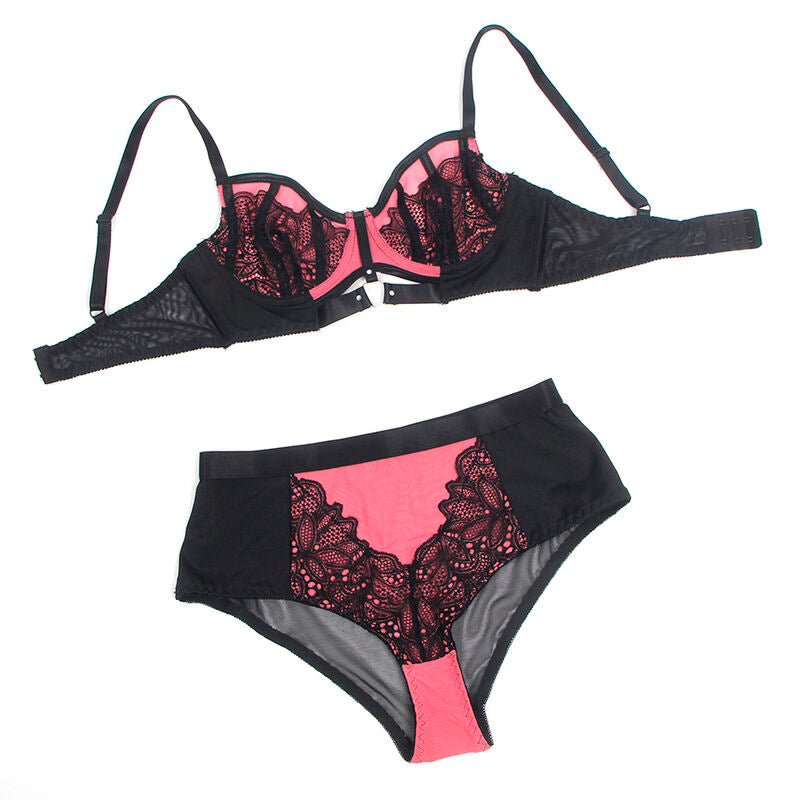 SUBBLIME - 955571 ROZE LAKLEREN MESH BH-SET MET RITS S/M