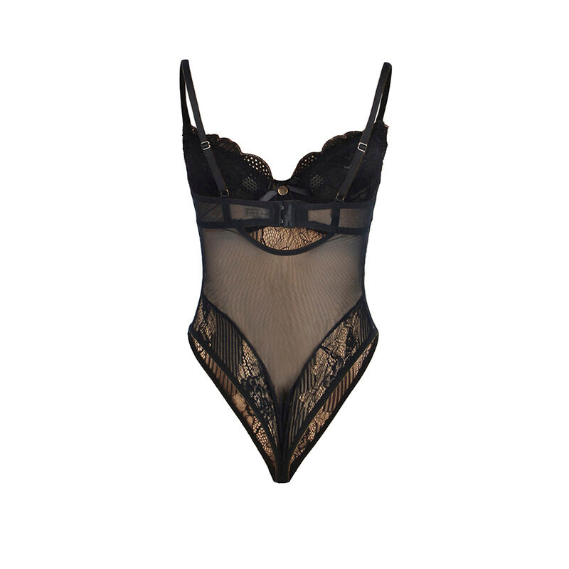 SUBBLIME - 955625 KANTEN BODYSUIT MET SLUITING ONDERAAN ZWART L/XL