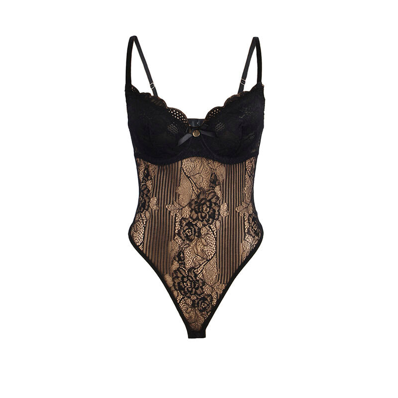 SUBBLIME - 955625 KANTEN BODYSUIT MET SLUITING ONDERAAN ZWART L/XL