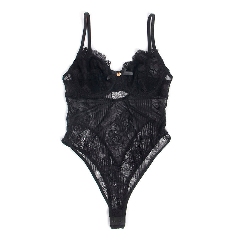 SUBBLIME - 955625 KANTEN BODYSUIT MET SLUITING ONDERAAN ZWART L/XL