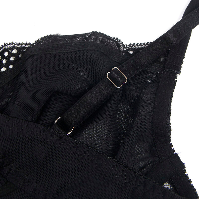 SUBBLIME - 955625 KANTEN BODYSUIT MET SLUITING ONDERAAN ZWART L/XL