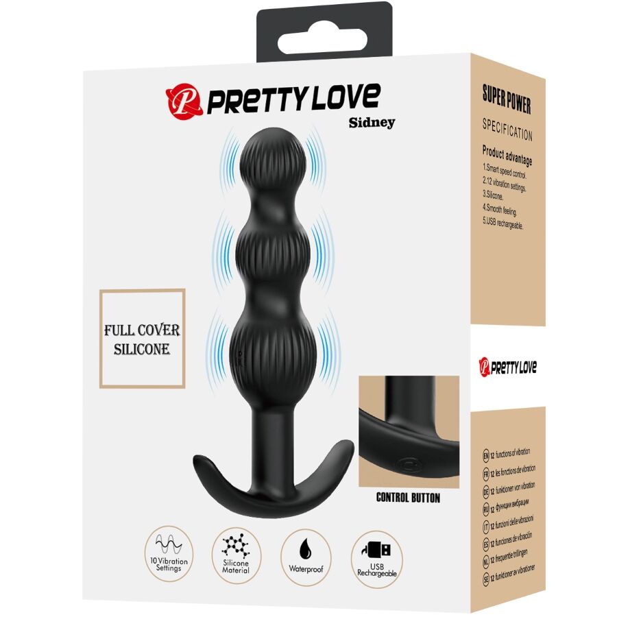 PRETTY LOVE - SIDNEY ANALE VIBRATOR 10 TRILLINGEN ZWART