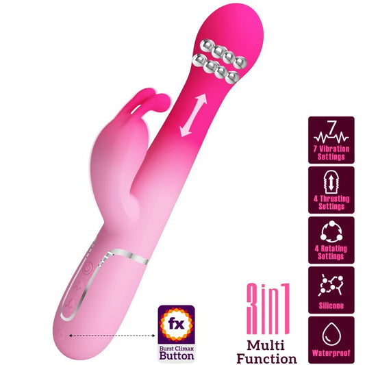 PRETTY LOVE - DEJON 3 IN 1 MULTIFUNCTIONEEL KONIJN VIBRATOR ROZE