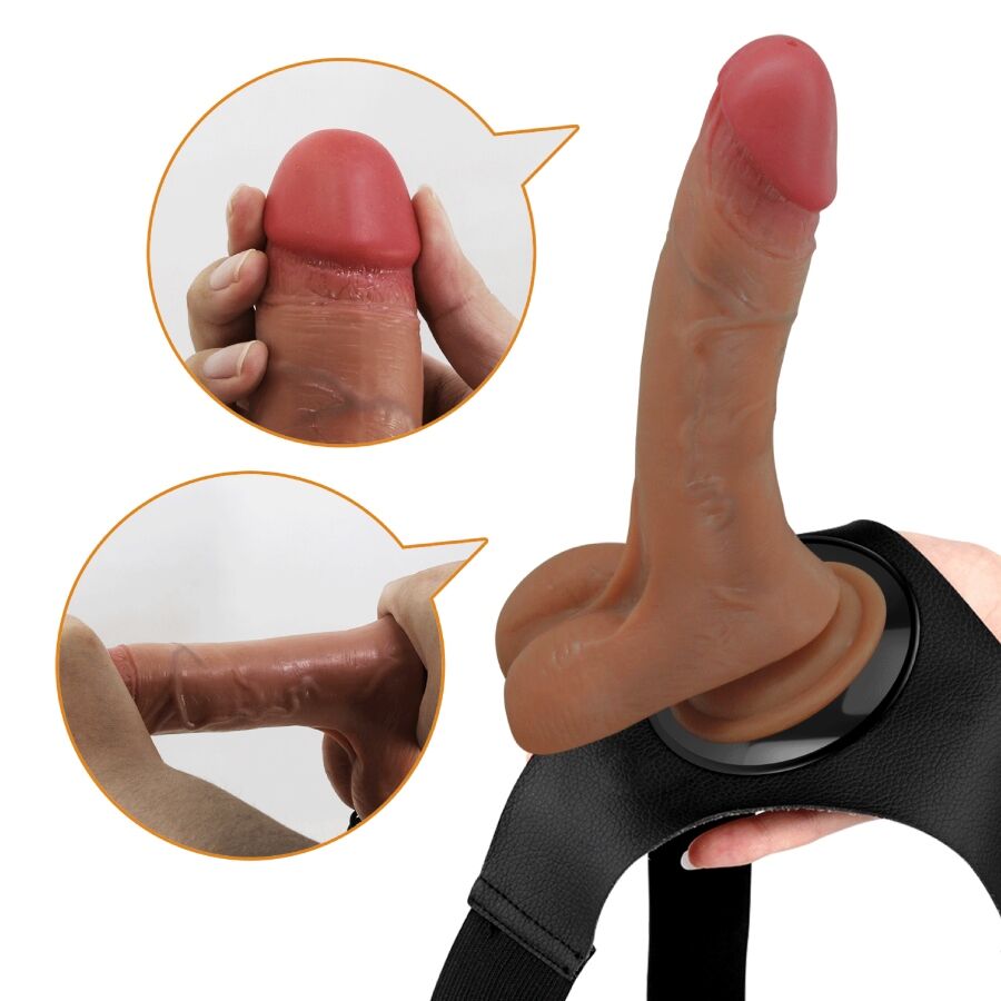 PRETTY LOVE - UNIVERSEEL HARNASBROEKJE MET TRILLENDE EN SPUITENDE DILDO 15,5 CM MULAT