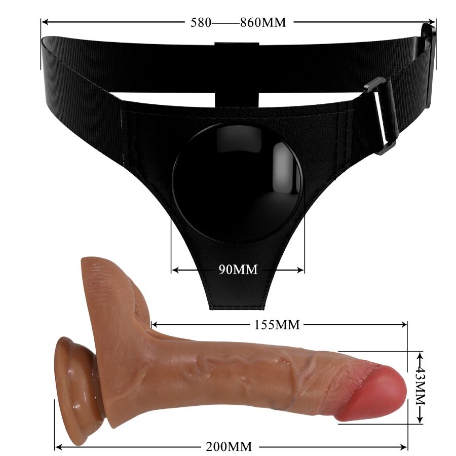 PRETTY LOVE - UNIVERSEEL HARNASBROEKJE MET TRILLENDE EN SPUITENDE DILDO 15,5 CM MULAT
