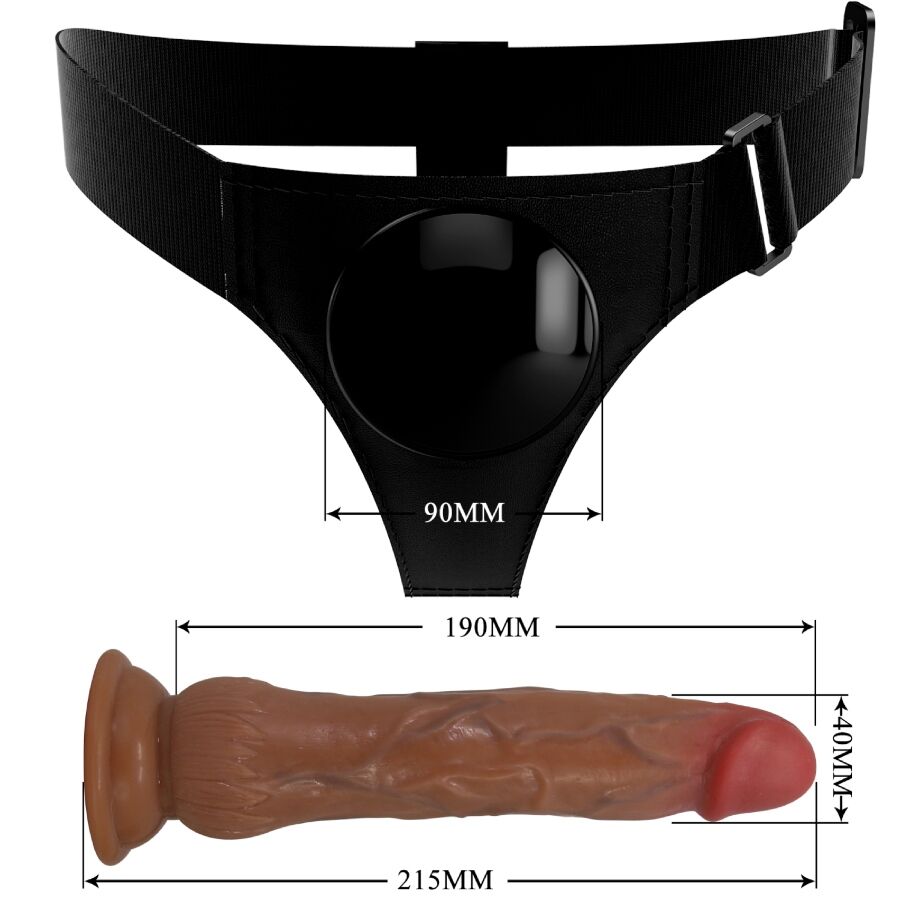 PRETTY LOVE - KYTON UNIVERSEEL HARNASBROEKJE MET SPUITENDE DILDO 19 CM MULATO