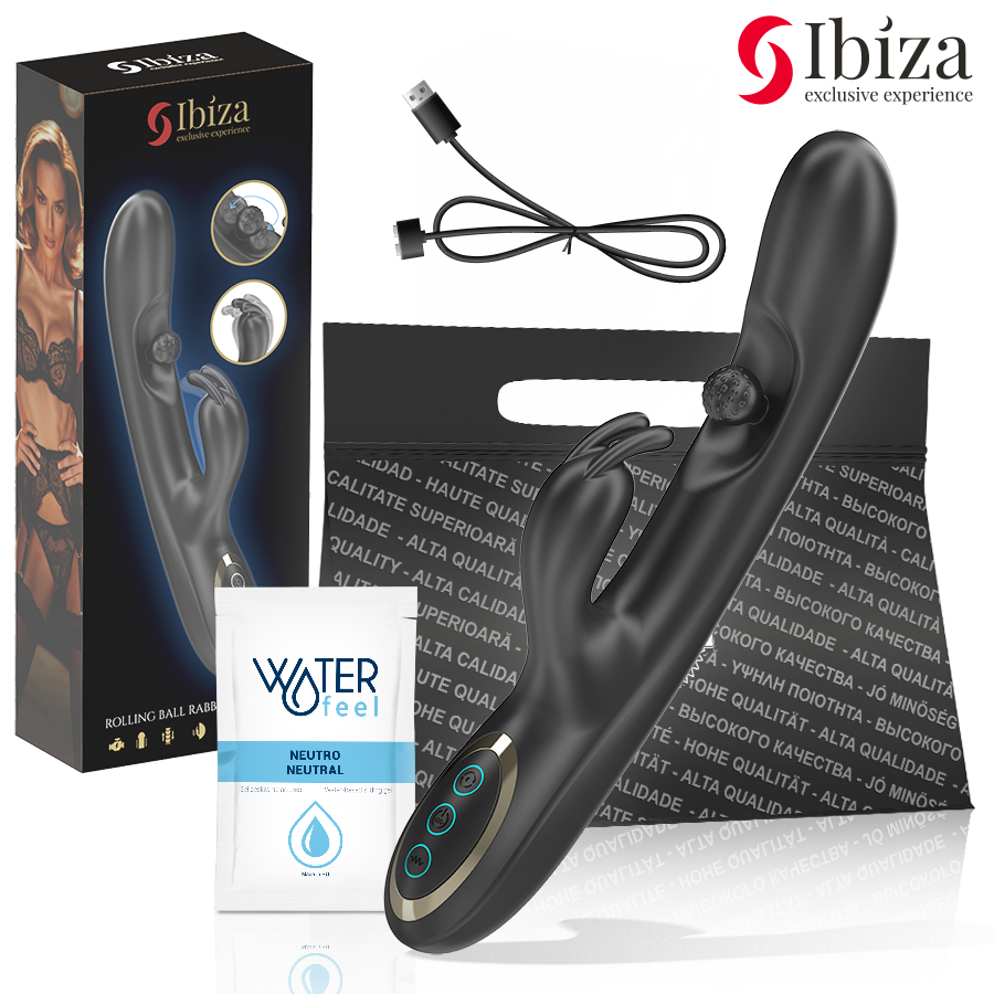 IBIZA - KRACHTIGE KONIJNENVIBRATOR MET MASSERENDE ROLLENDE PAREL