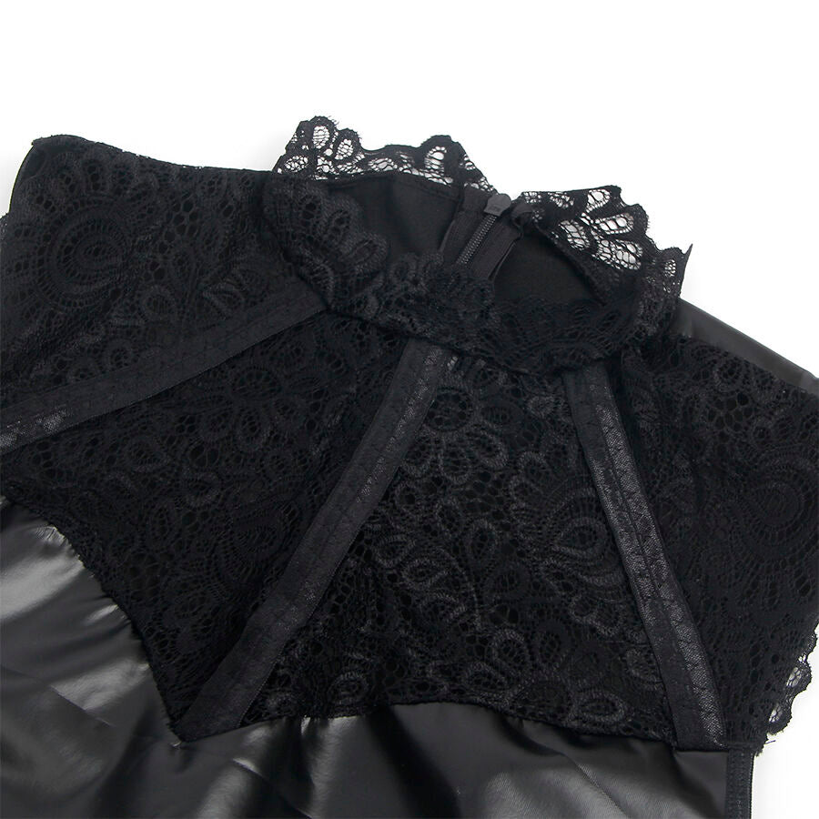 SUBBLIME - 957544 KANTEN KRAAG LEREN JURK ZWART S/M