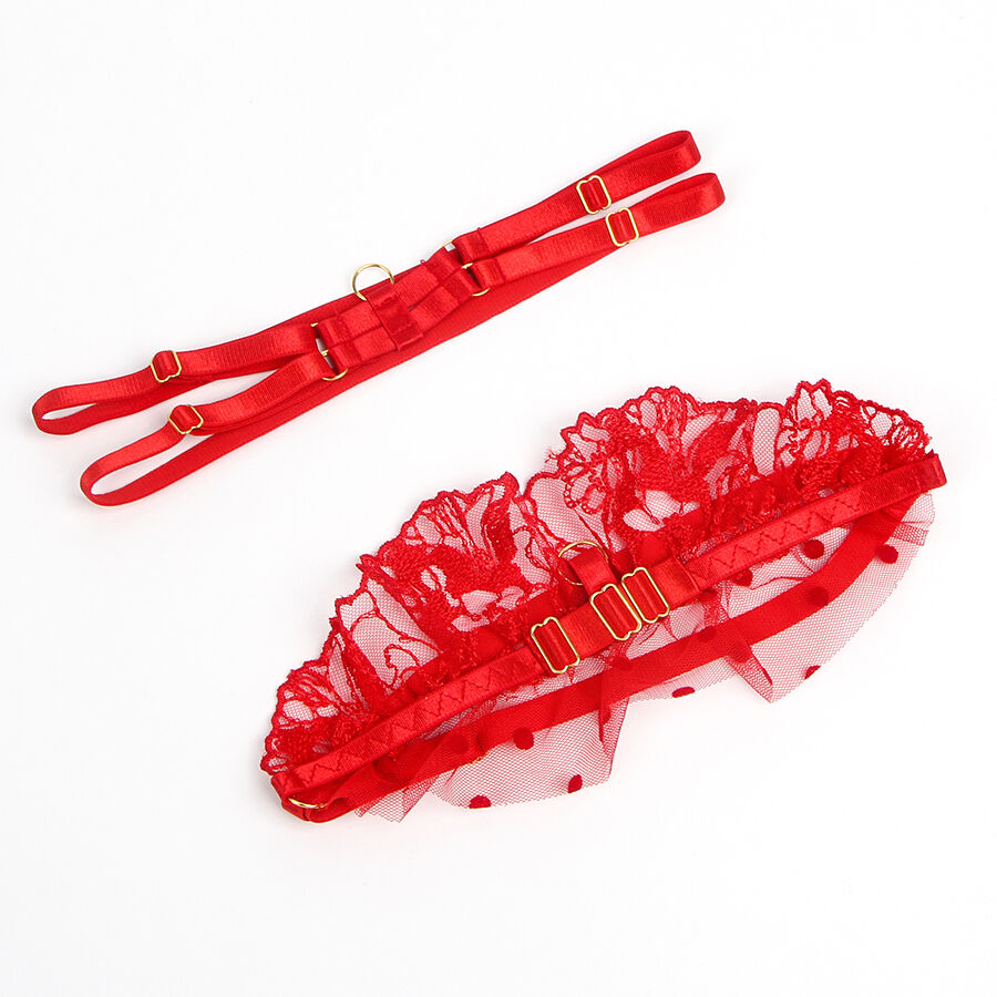 SUBBLIME - 957506 KANTEN BH EN JARRETELSET ROOD S/M