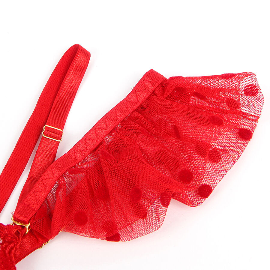 SUBBLIME - 957506 KANTEN BH EN JARRETELSET ROOD S/M