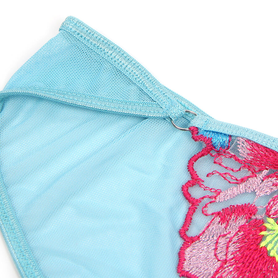SUBBLIME - 957650 ROZE BH EN JARRETELGORDEL SET MET BLOEMENBORDUURSEL L/XL