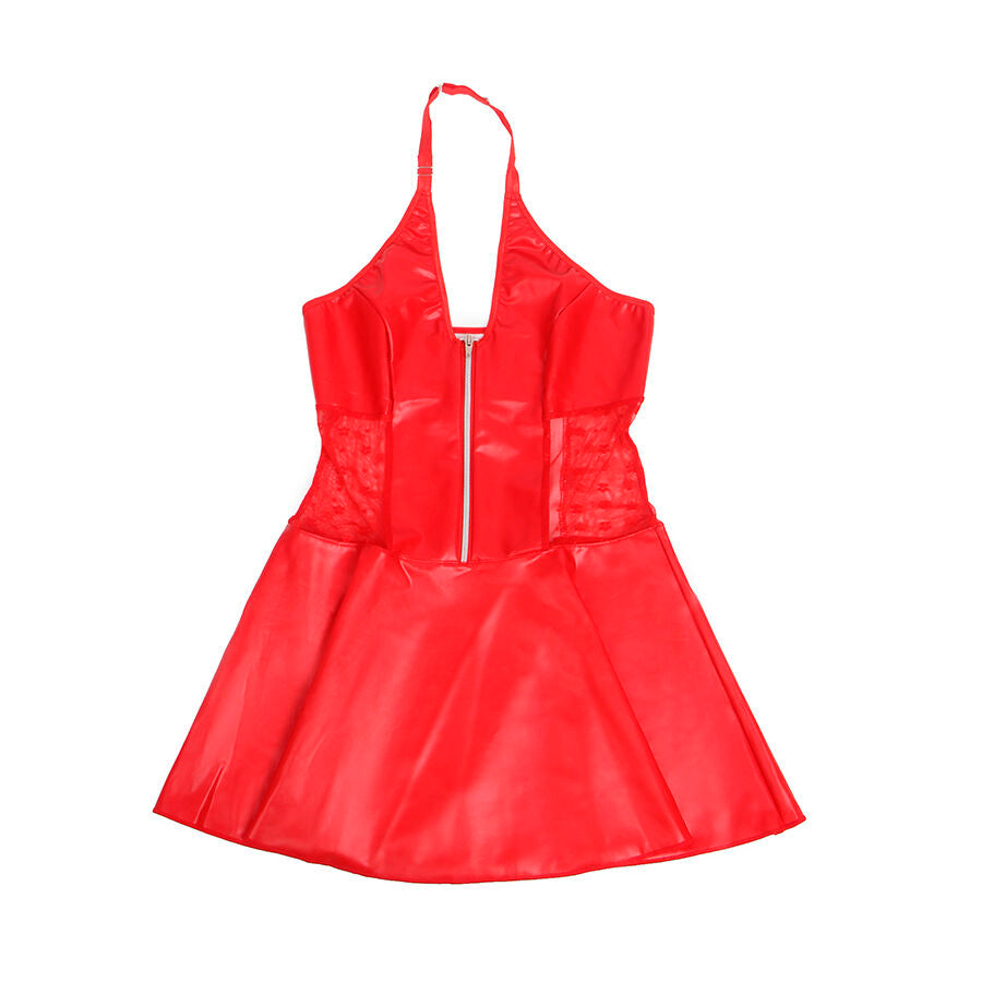 SUBBLIME - 957735 KANTEN RITS LEREN JURK ROOD L/XL