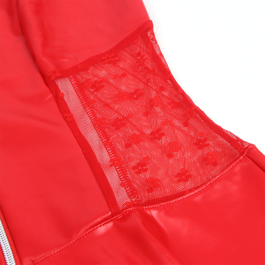 SUBBLIME - 957735 KANTEN RITS LEREN JURK ROOD L/XL