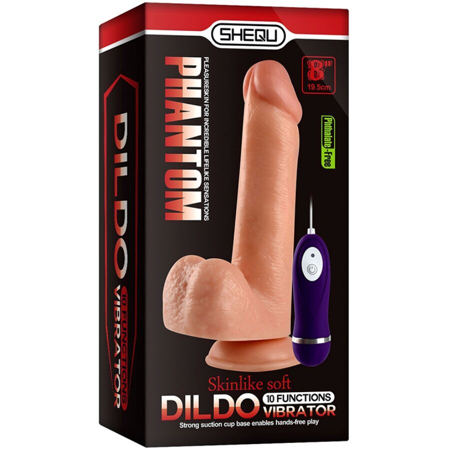 SHEQU - FANTOM TRILLENDE DILDO MET AFSTANDSBEDIENING 20 CM