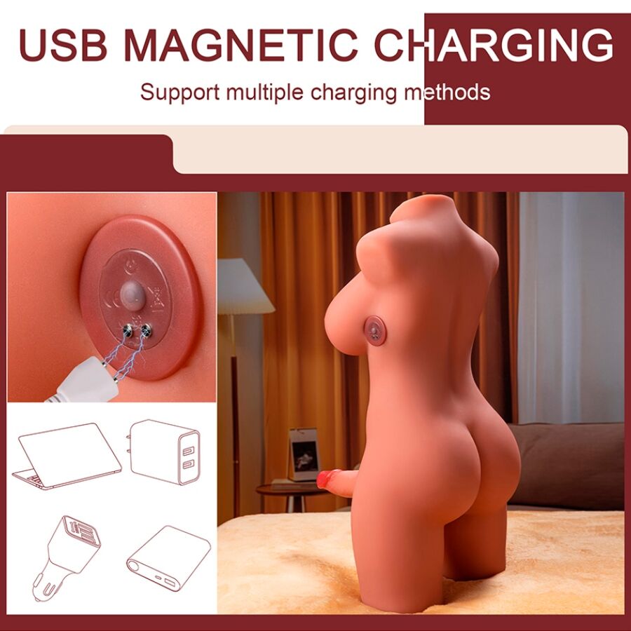 XISE - MIAH LADY BOY TORSO MET DILDO MET TRILLING EN STOTEN 55 CM