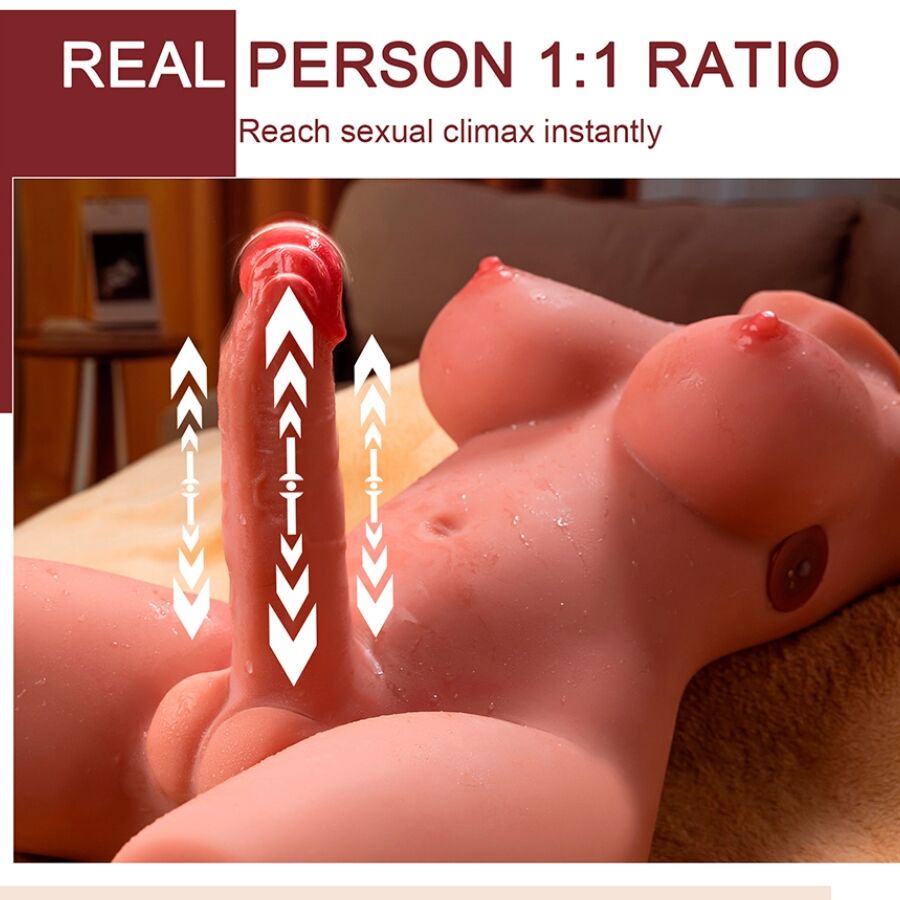 XISE - MIAH LADY BOY TORSO MET DILDO MET TRILLING EN STOTEN 55 CM