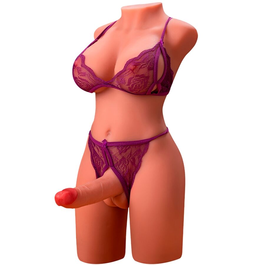 XISE - MIAH LADY BOY TORSO MET DILDO MET TRILLING EN STOTEN 55 CM
