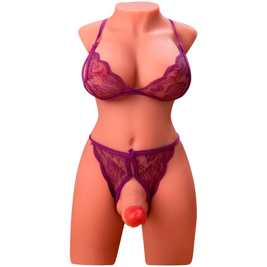XISE - MIAH LADY BOY TORSO MET DILDO MET TRILLING EN STOTEN 55 CM