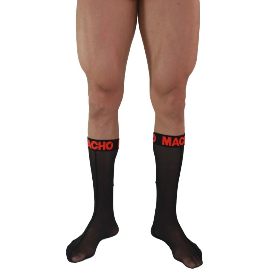 MACHO - DUNNE SOKKEN EEN MAAT ZWART/ROOD