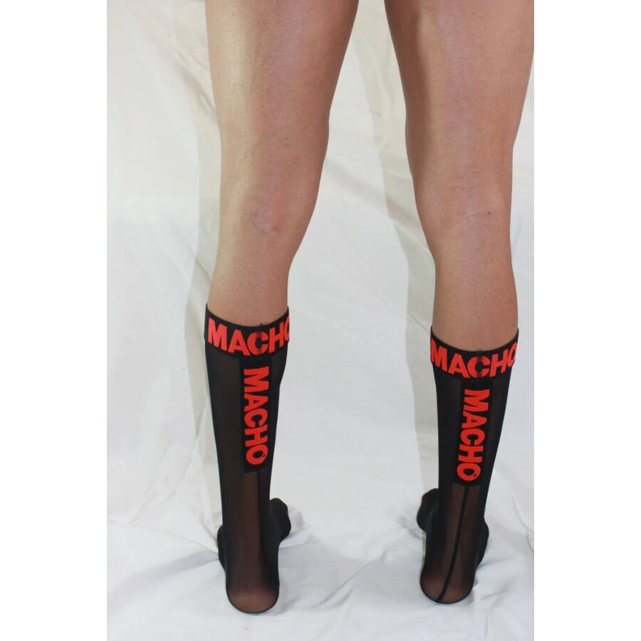MACHO - DUNNE SOKKEN EEN MAAT ZWART/ROOD