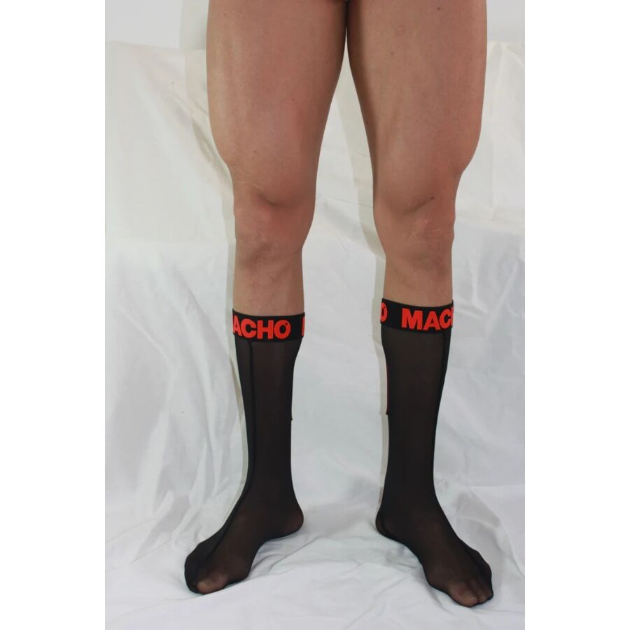 MACHO - DUNNE SOKKEN EEN MAAT ZWART/ROOD