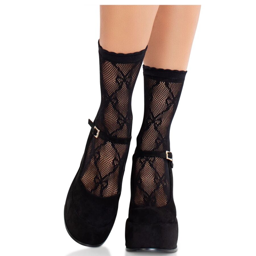 LEG AVENUE - ZWARTE KANTEN STRIKJES SOKJES