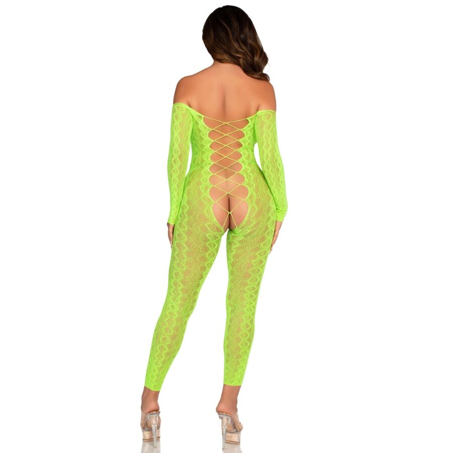 LEG AVENUE - KRUISLOZE BODYSTOCKING EXOTIC SLANGENKANT NEON GROEN
