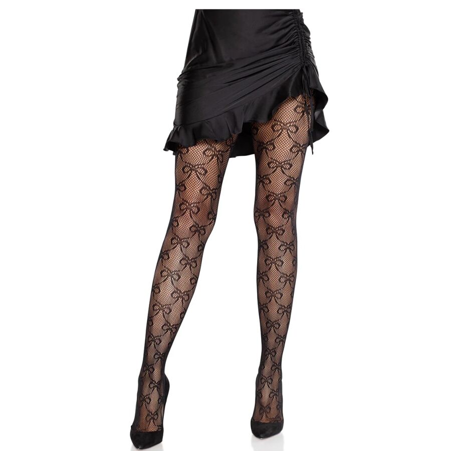 LEG AVENUE - VISNET PANTY MET STRIK ZWART