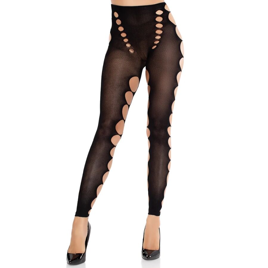 LEG AVENUE - OPAQUE NAADLOZE KOUSEN MET UITSPARINGEN BIJ DE VOETEN ZWART