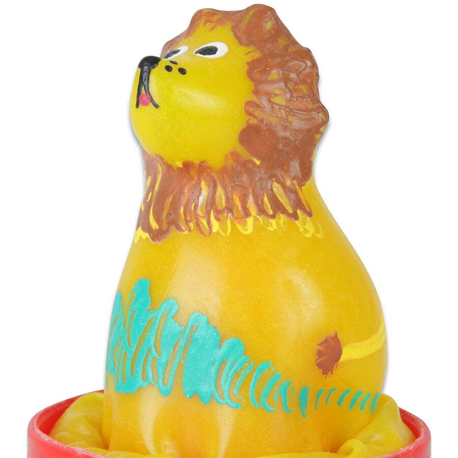 CONDOMERIE - HANDGESCHILDERDE FUN CONDOMS ZITTENDE LEEUW