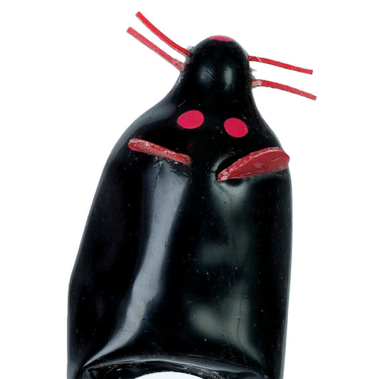 CONDOMERIE - HANDGESCHILDERDE NIEUWIGHEID CONDOMS ZWARTE MUIS XL