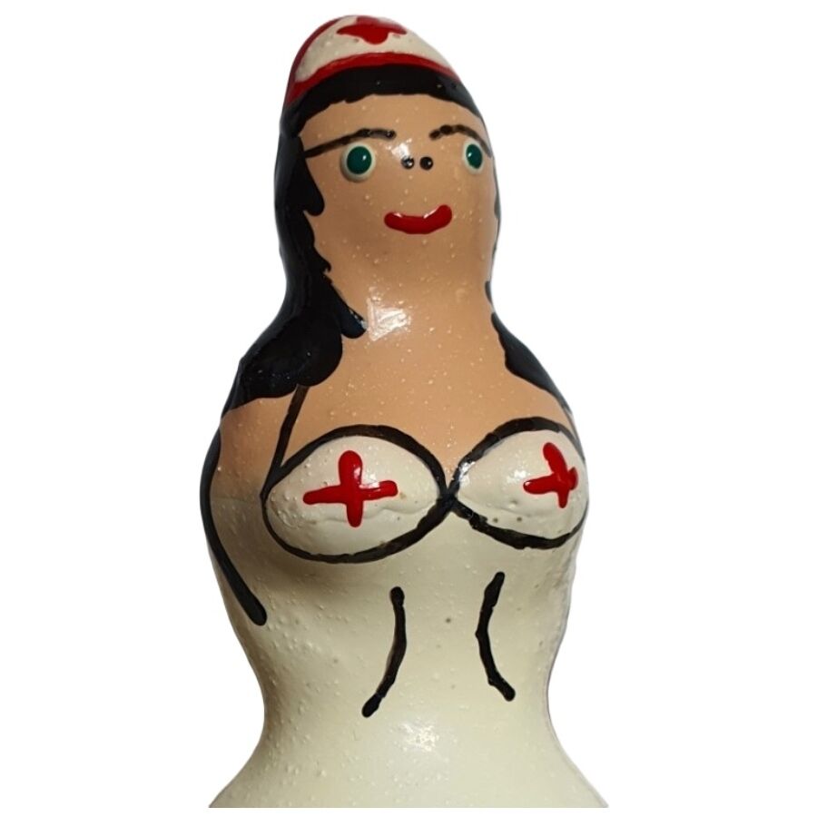 CONDOMERIE - HANDGESCHILDERDE FUN CONDOMS ZUSTER ZWART