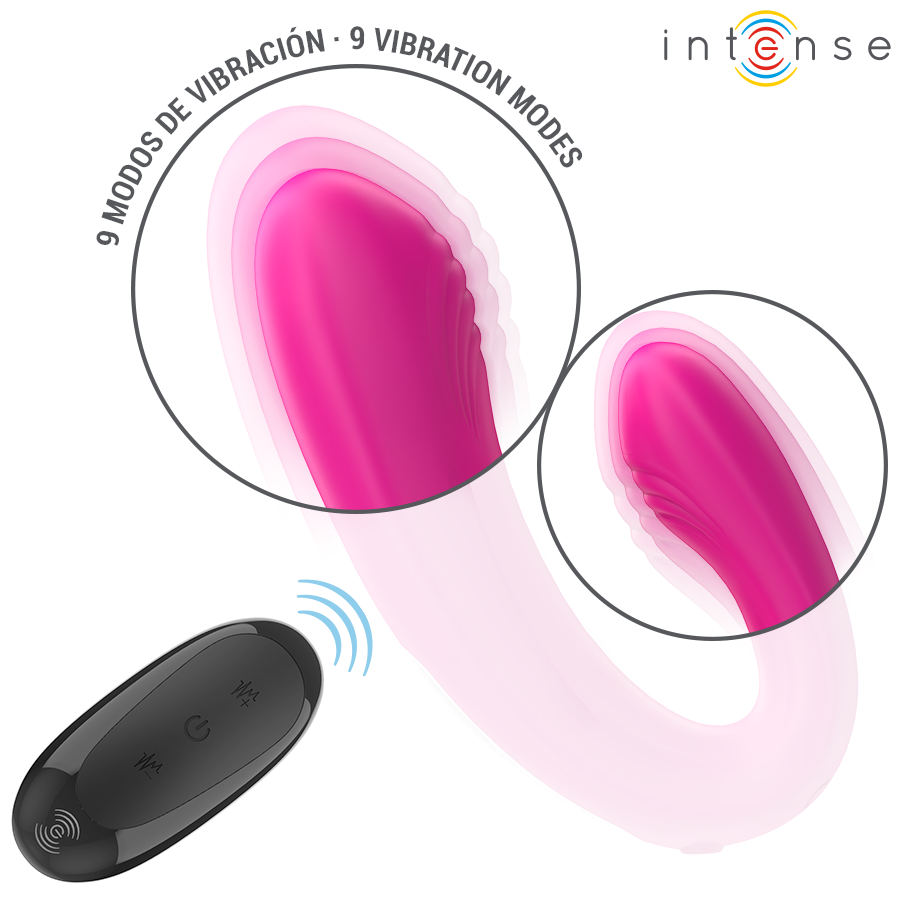 INTENSE - JANET DUAL U-VORMIGE STIMULATOR EN VIBRATOR MET AFSTANDSBEDIENING ROZE