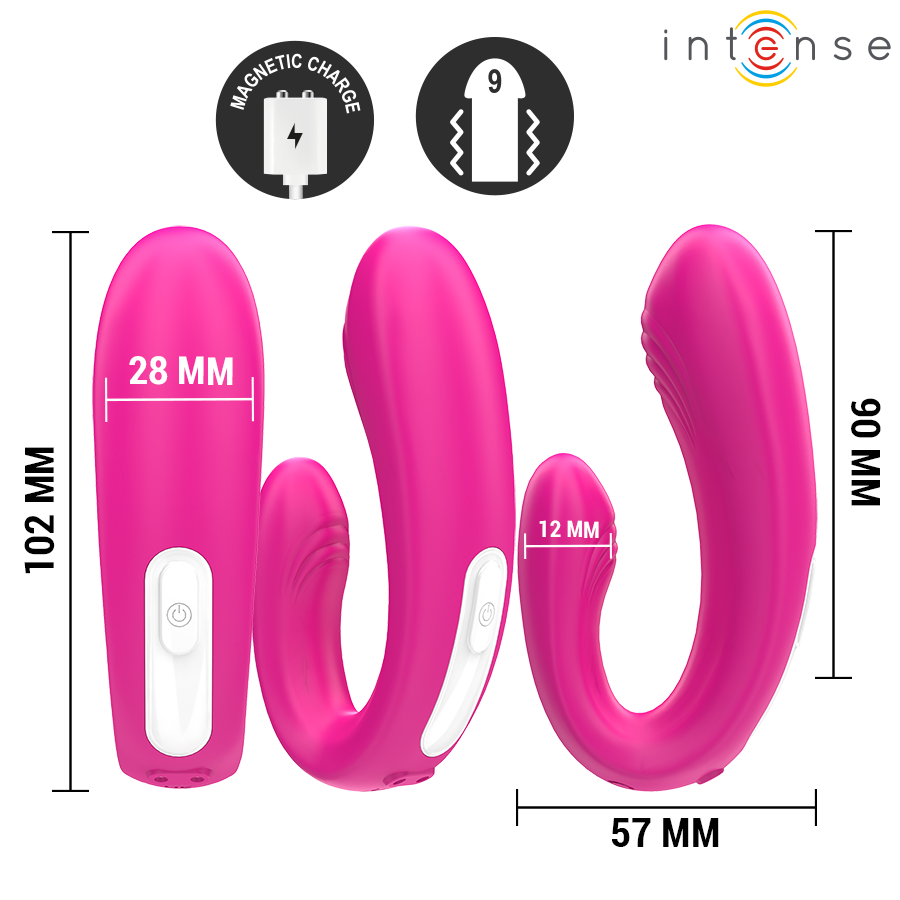 INTENSE - JANET DUAL U-VORMIGE STIMULATOR EN VIBRATOR MET AFSTANDSBEDIENING ROZE