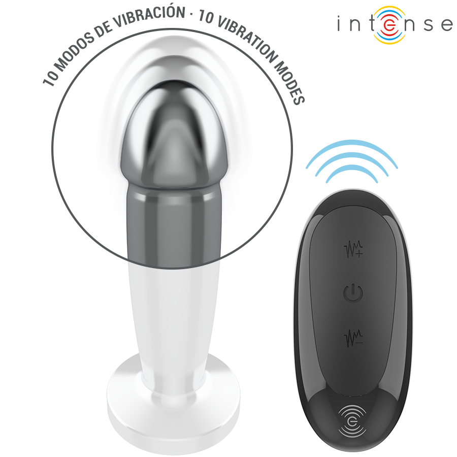 INTENS - ANAALPLUG 10 TRILLINGEN METALEN DILDO MET AFSTANDSBEDIENING S