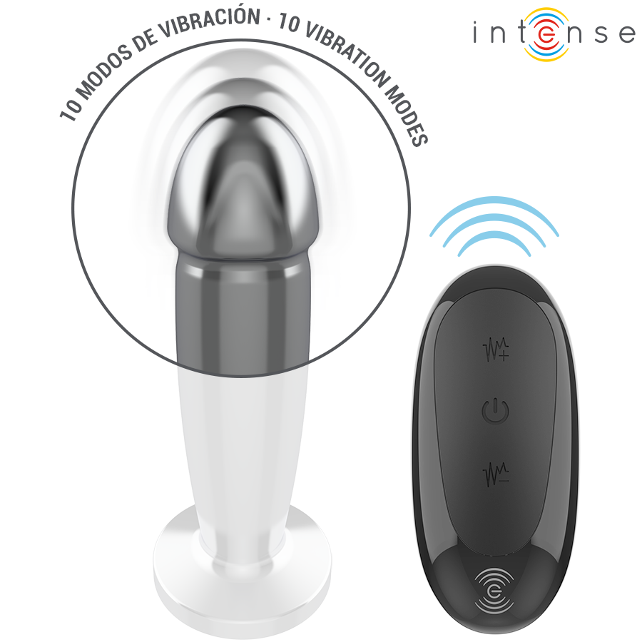 INTENSE - ANAALPLUG 10 TRILLINGEN METALEN DILDO MET AFSTANDSBEDIENING M