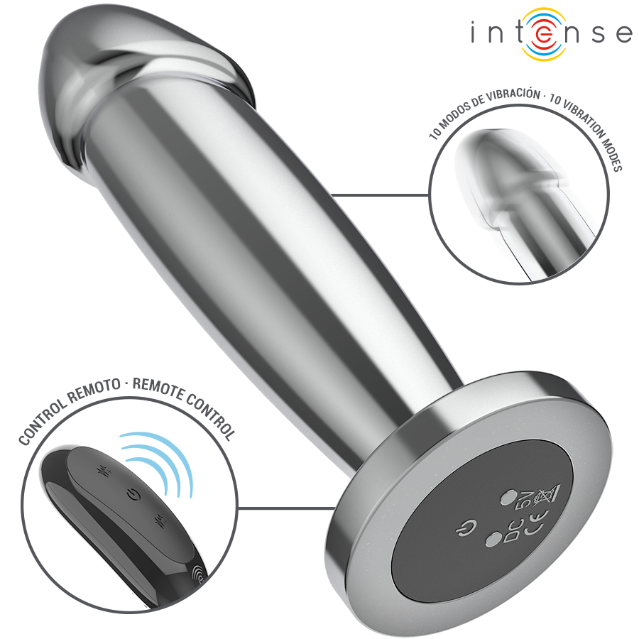 INTENSE - ANAALPLUG 10 TRILLINGEN METALEN DILDO MET AFSTANDSBEDIENING M