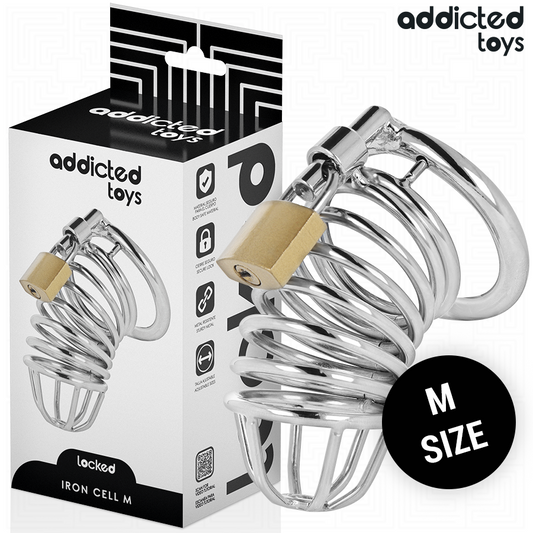 ADDICTED TOYS OP SLOT - IJZEREN CEL METALEN PIEMEL KOOI MAAT M