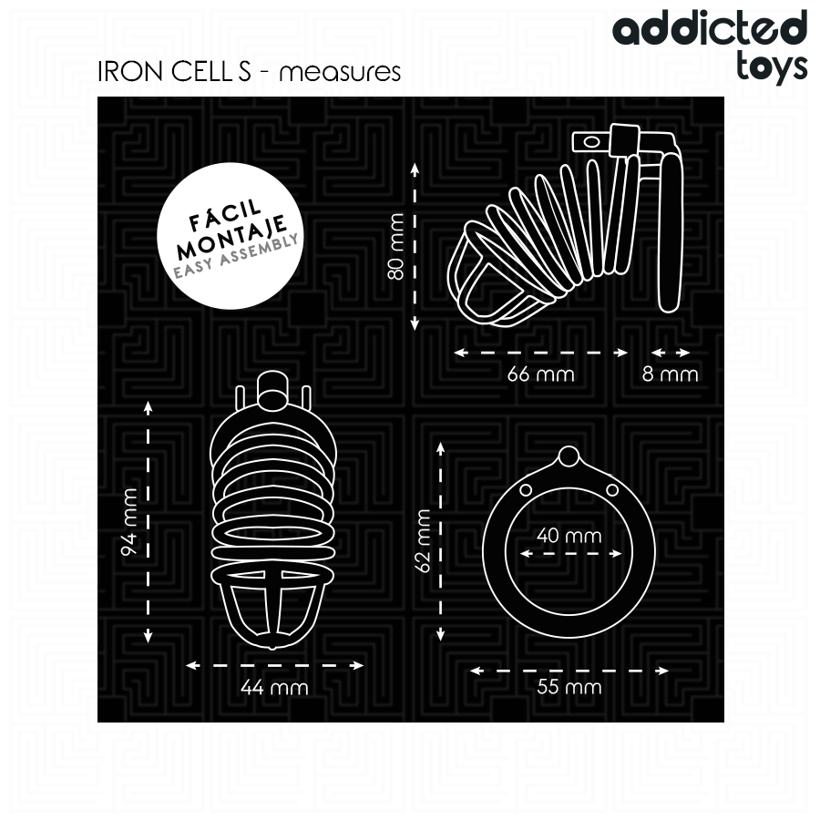 ADDICTED TOYS LOCKED - IJZEREN CEL METALEN PIEMEL KOOI 4 CM MAAT S