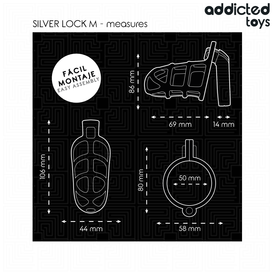 ADDICTED TOYS LOCKED - ZILVEREN PENISKKOOI METAAL MAAT M