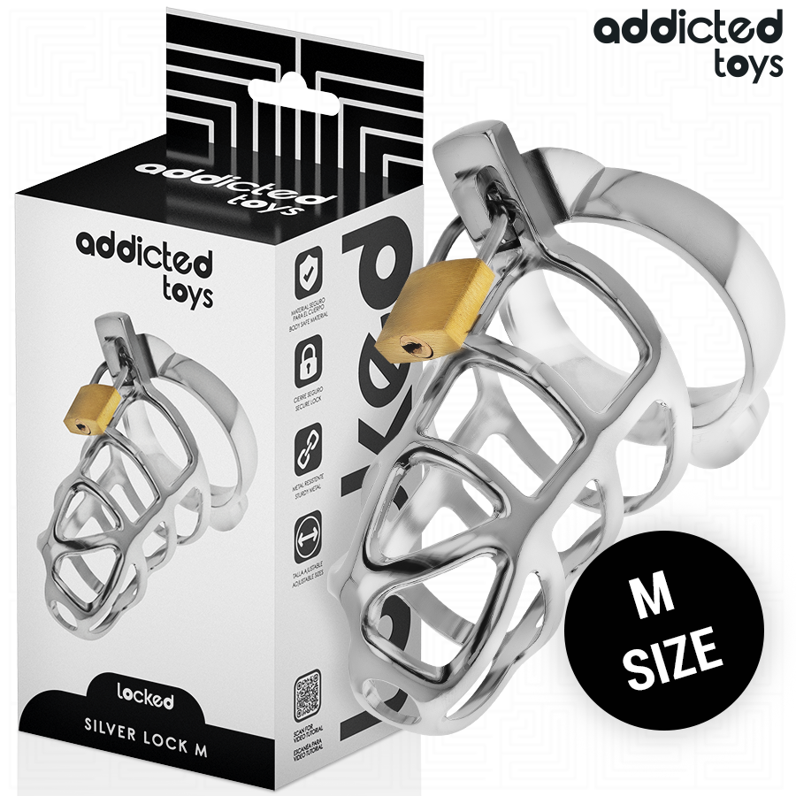 ADDICTED TOYS LOCKED - ZILVEREN PENISKKOOI METAAL MAAT M