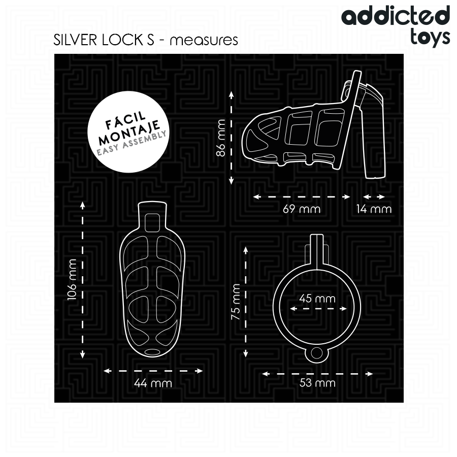 ADDICTED TOYS LOCKED - ZILVEREN METALEN PENISKOOI MAAT S