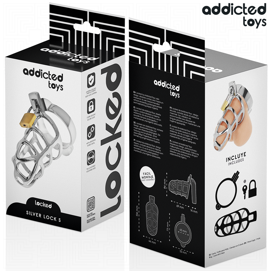 ADDICTED TOYS LOCKED - ZILVEREN METALEN PENISKOOI MAAT S