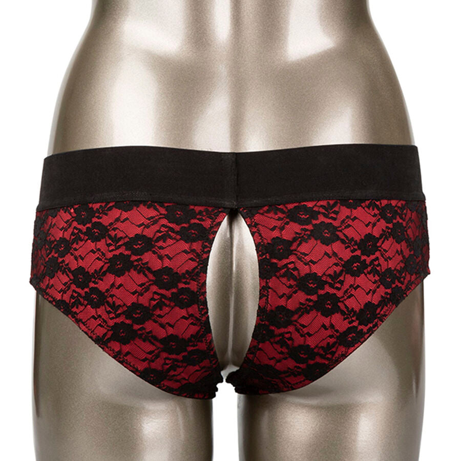 CALEXOTICS - SCANDAL SET VAN OPEN KRUIS SLIPJES MET DILDO MAAT S/M